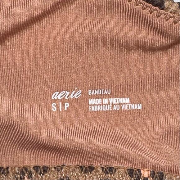 Aerie Leopard Print One Shoulder Wrap Bandeau Bikini Top Size Small - Picture 3 of 12